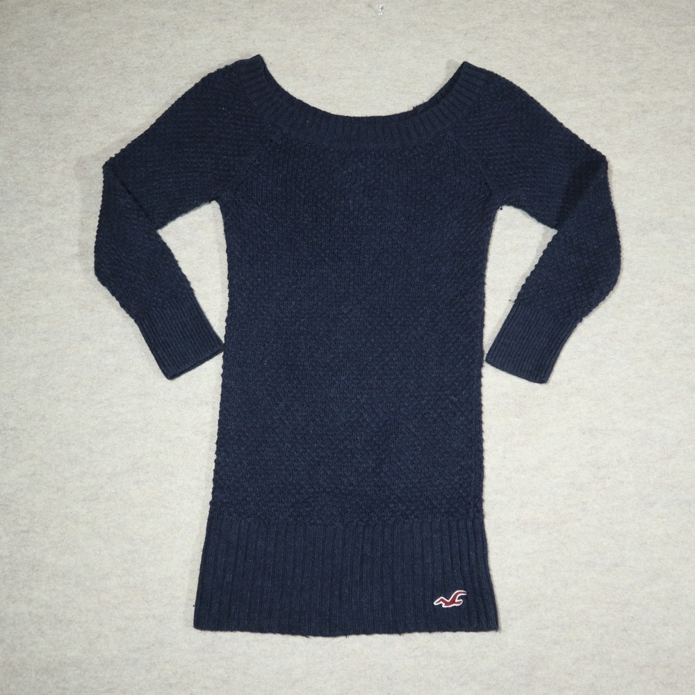 Hollister Sweater Womens Small Navy Blue Scoop Neck Long Sleeve Knit Y2K Preppy